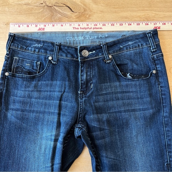 COWGIRL TUFF DIVA STRAIGHT JEANS 31 DARK WASH BLUE RODEO WESTERN FARMCORE - Picture 7 of 12